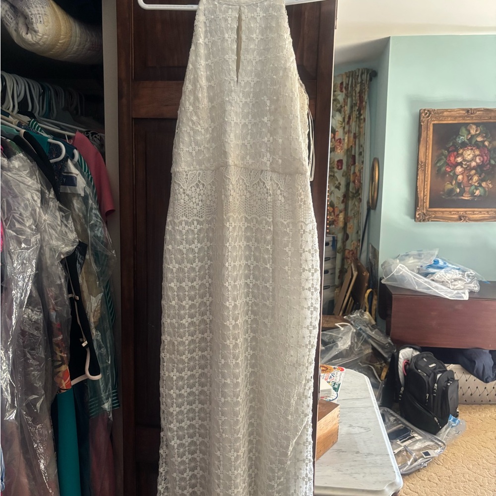 Nikibiki Ivory Lace Halter Maxi Dress